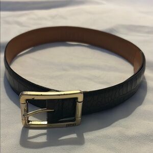 Lauren Ralph Lauren Black Italian Leather Belt w/Gold Buckle (Women’s 26”-31”)